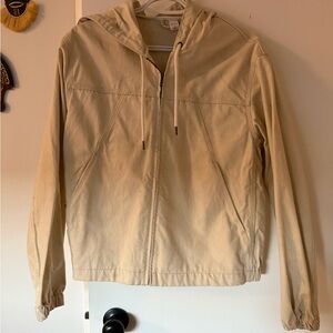 Woman’s Beige Hooded Canvas Material